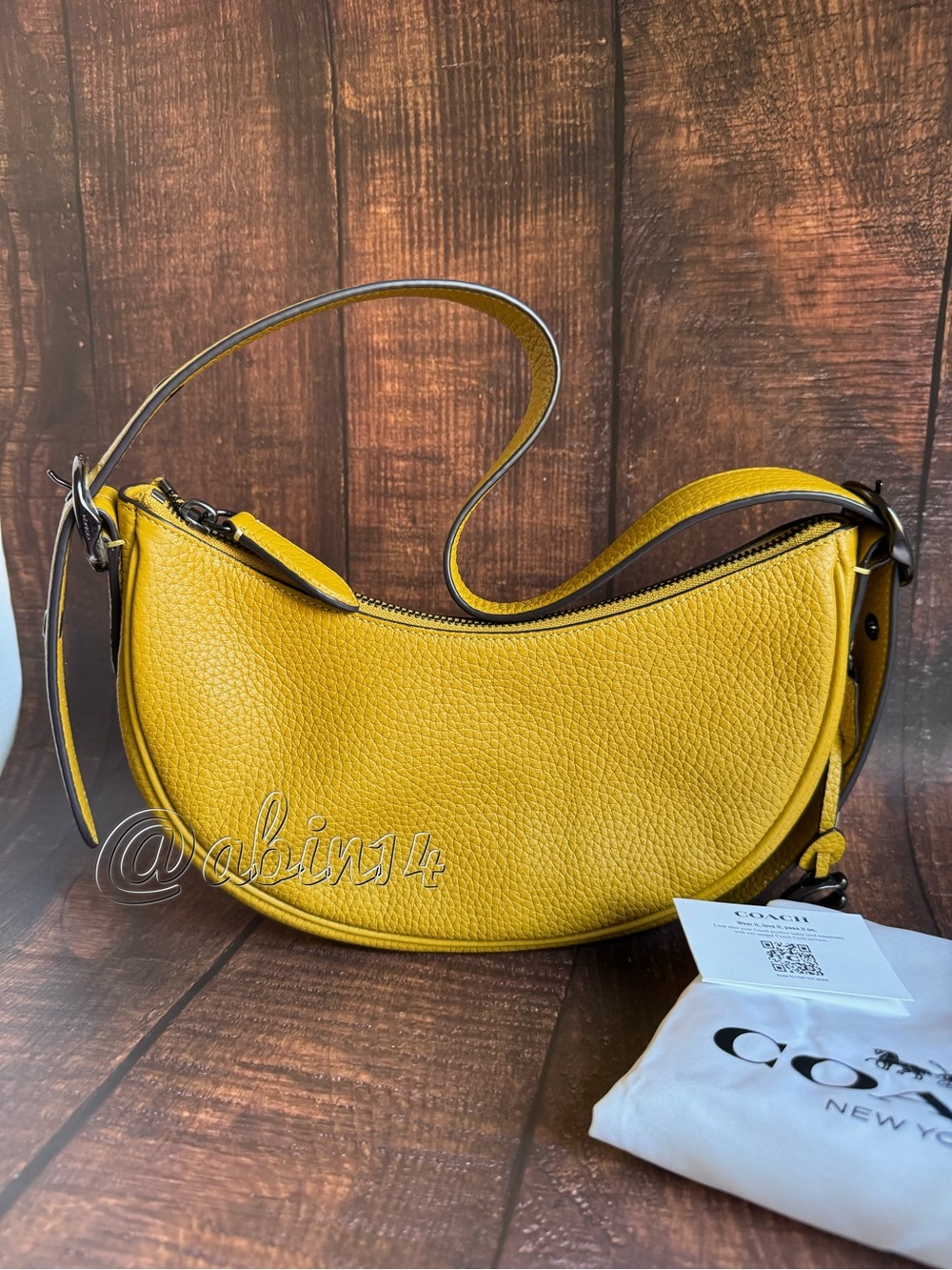 NWT Coach Pebble Leather Luna Crescent Shoulder Bag in Flax